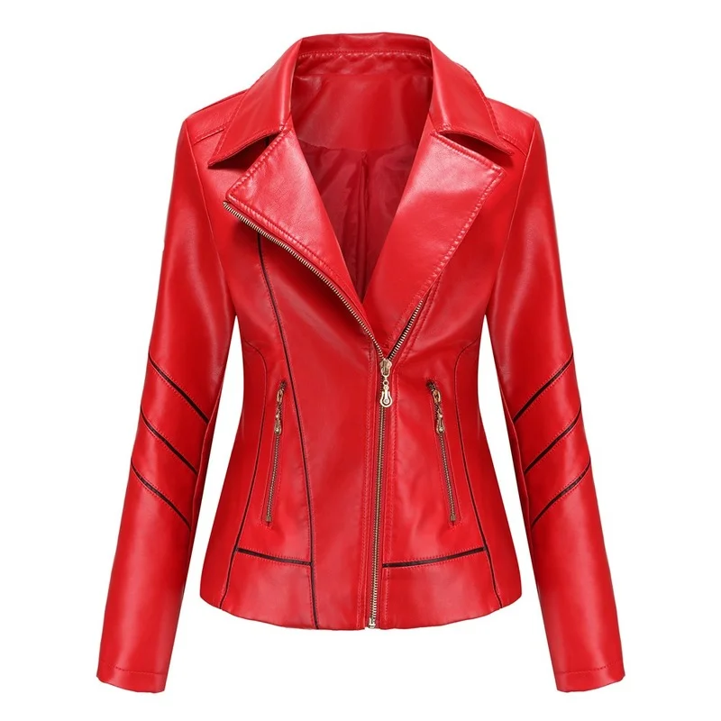 Women Black PU Zipper Motorcycle Outerwear Faux Soft Leather Jackets Coats 2022 Autumn Winter New Fashion Streetwear Trench Coat aimsnug 2021 new faux pu leather jackets winter cotton coats slim biker fashion top stand pockets zipper outerwear short jacket