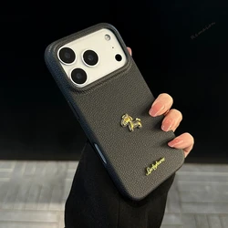 Luxury Leather Shockproof Phone Case - Silicone Protector Cover - IP 15Plus 14Plus (6A)