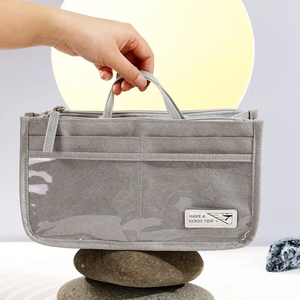 

Large Capacity Simple Cosmetic Bag Solid Color Small Item Bag Makeup Brush Holder Waterproof Organizer Korean Style