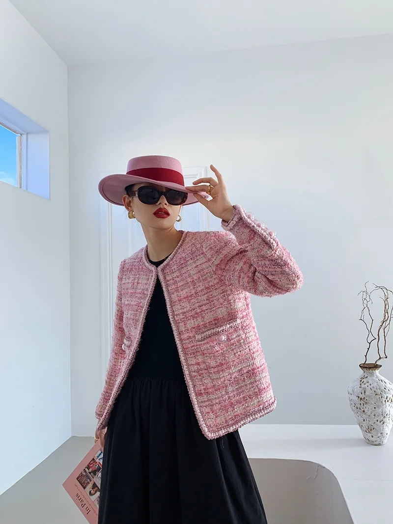 

Ellie Garden candy button pink little spice coat lady