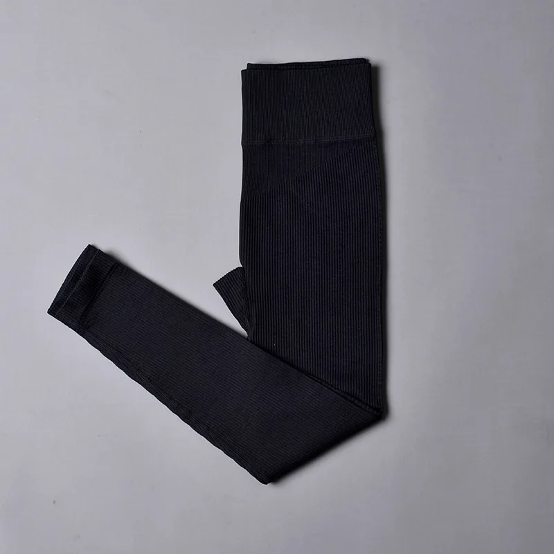 Sports Leggings Sports Pants Yoga Pants Female Tights Ribbed Yoga Pants High Waisted Gym Leggings Sport Women Fitness Seamless Female Legging Tummy Control Running Training Tights