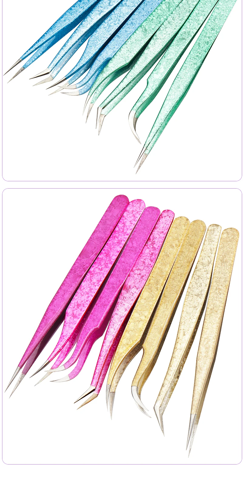 Wimpern Pinzette Eis Blume Anti-statische Edelstahl Augenbraue Pinzette Pfropfen 3D Künstlerische Wimpern Verlängerung Liefert Make-Up-Tool – Detail 10