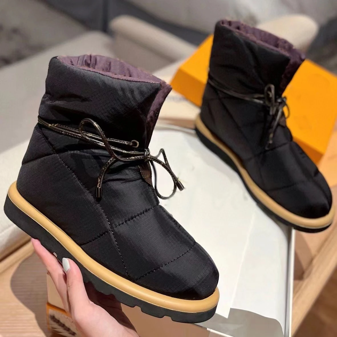 Botas de nieve con plataforma para hombre y mujer, botines de