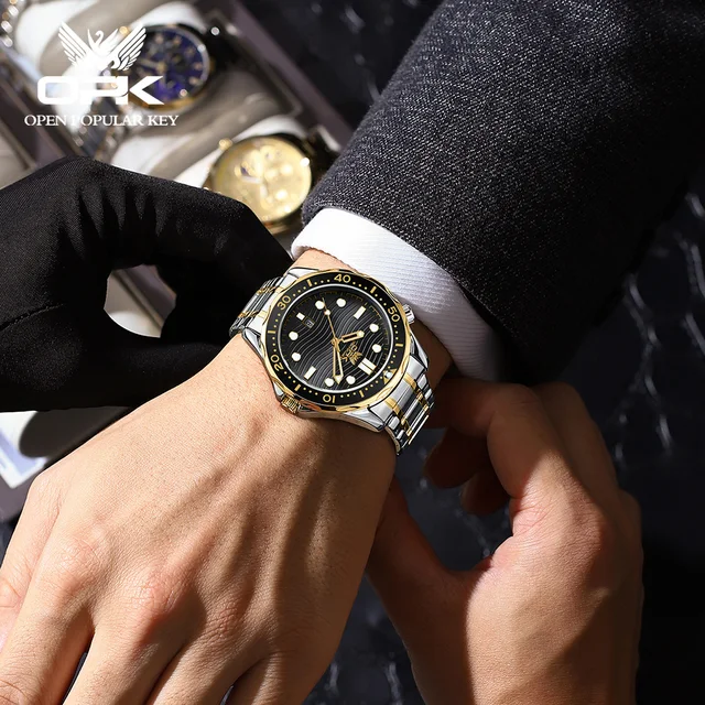 OPK Quartz Men's Watch Luxury Original Stainless Steel Waterproof Luminous Calendar Watch Fashion Classic Business Men's Watch 3