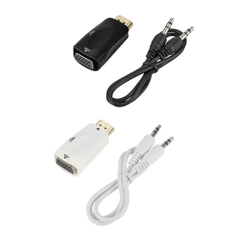 HD 1080P Male to Female HDMI-compatible to VGA Adapter Audio Cable Converter For PC Laptop TV Box Computer Display Projector