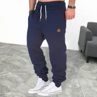 Loose Fit  Fashion Solid Color Plush Lined Drawstring Casual Sweatpants Anti-pilling Jogger Pants Faux Leather Logo   for Work 4