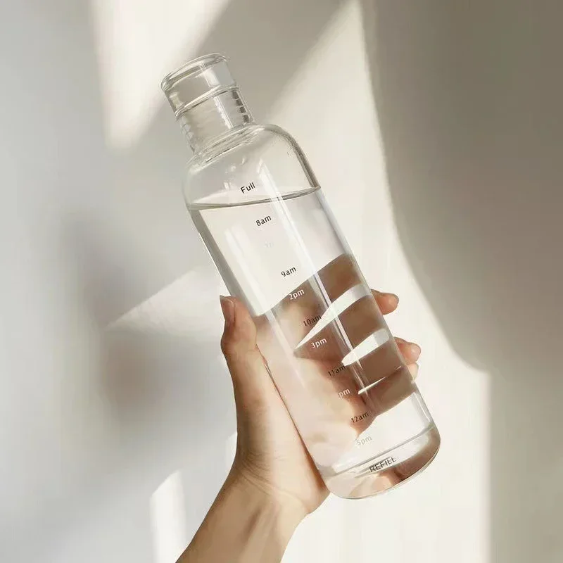 Time Scale Clear Waterbottle Cute Plastic Water Bottle Girls Sport Bottles Leakproof Outdoor Shaker Milk Juice Cup Drinkware