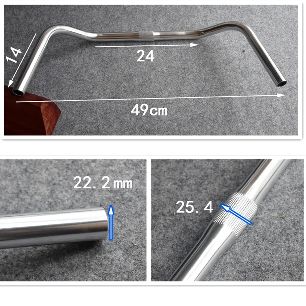 Retro Fixed Bike 25.4mm Handlebar Bicycle Cycling Parts Bend Handle Aluminum Bar Black Sliver Accessories