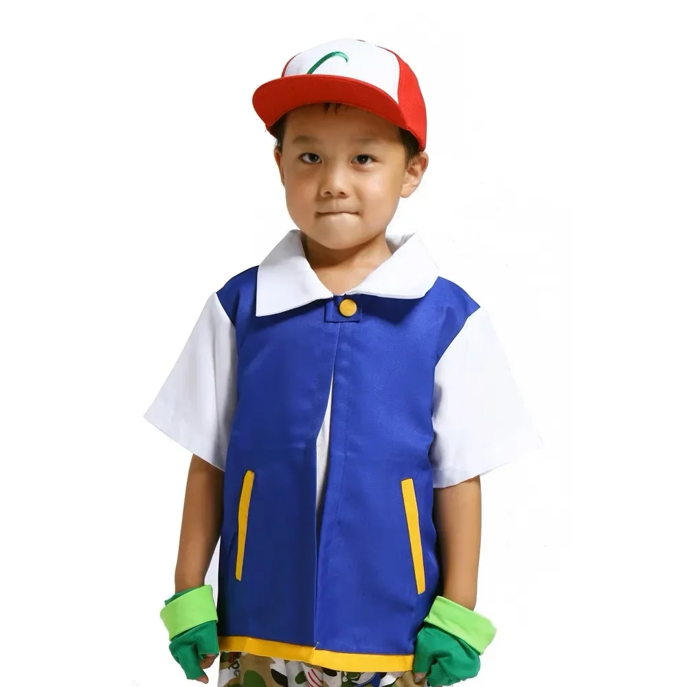 Halloween Cosplay Costume Ash Ketchum Clothes for Boys Girls Party