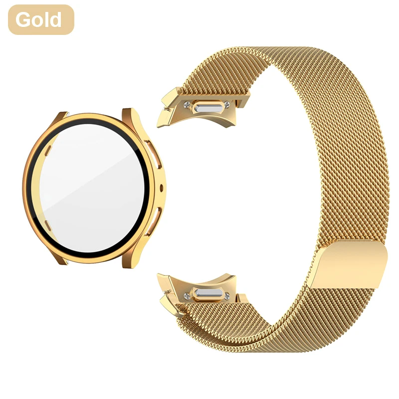 Premium Metal Strap with Magnetic Loop and Screen Protector Case, Quick Install Bracelet