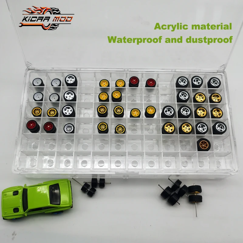 Acryl-Aufbewahrungsbox für 1/64 Modellauto-Radnaben MINIGT Matchbox Tomica Räder Modell-Hobby-Sammlung – Detail 1