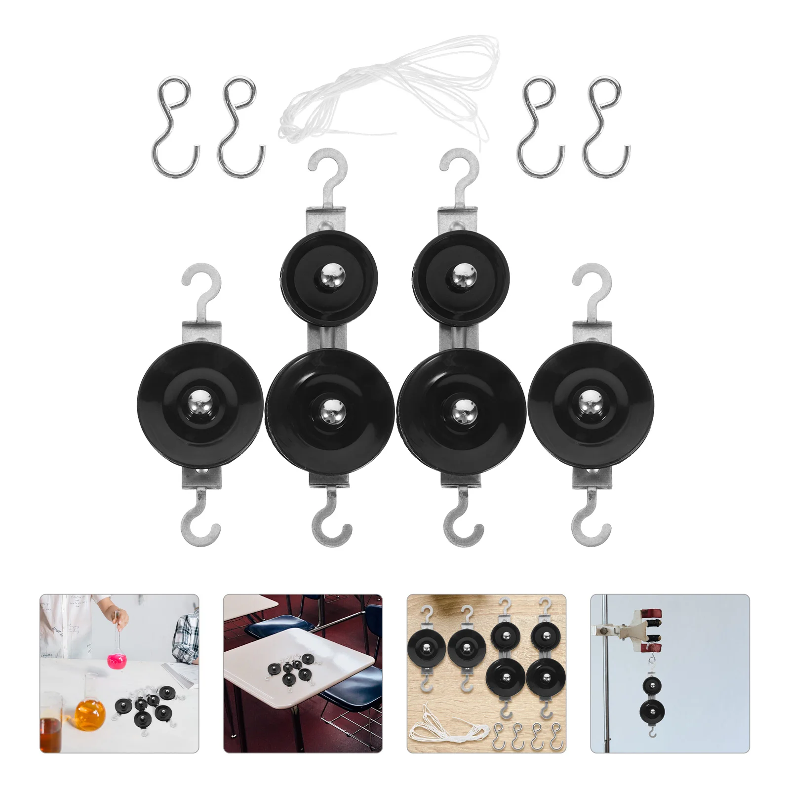 1 Set of Double Pulleys Physics Experiments Equipment Mechanics Teaching Tools for Middle School Students 2