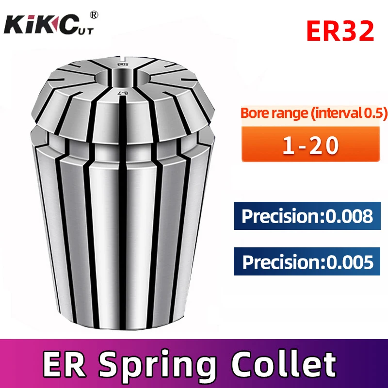 

1PC Engraving Machine Chuck Shiver Chuck Elastic Spring Collet Chuck High Precision 0.008mm CNC Collet ER32-4 6 8 10 12