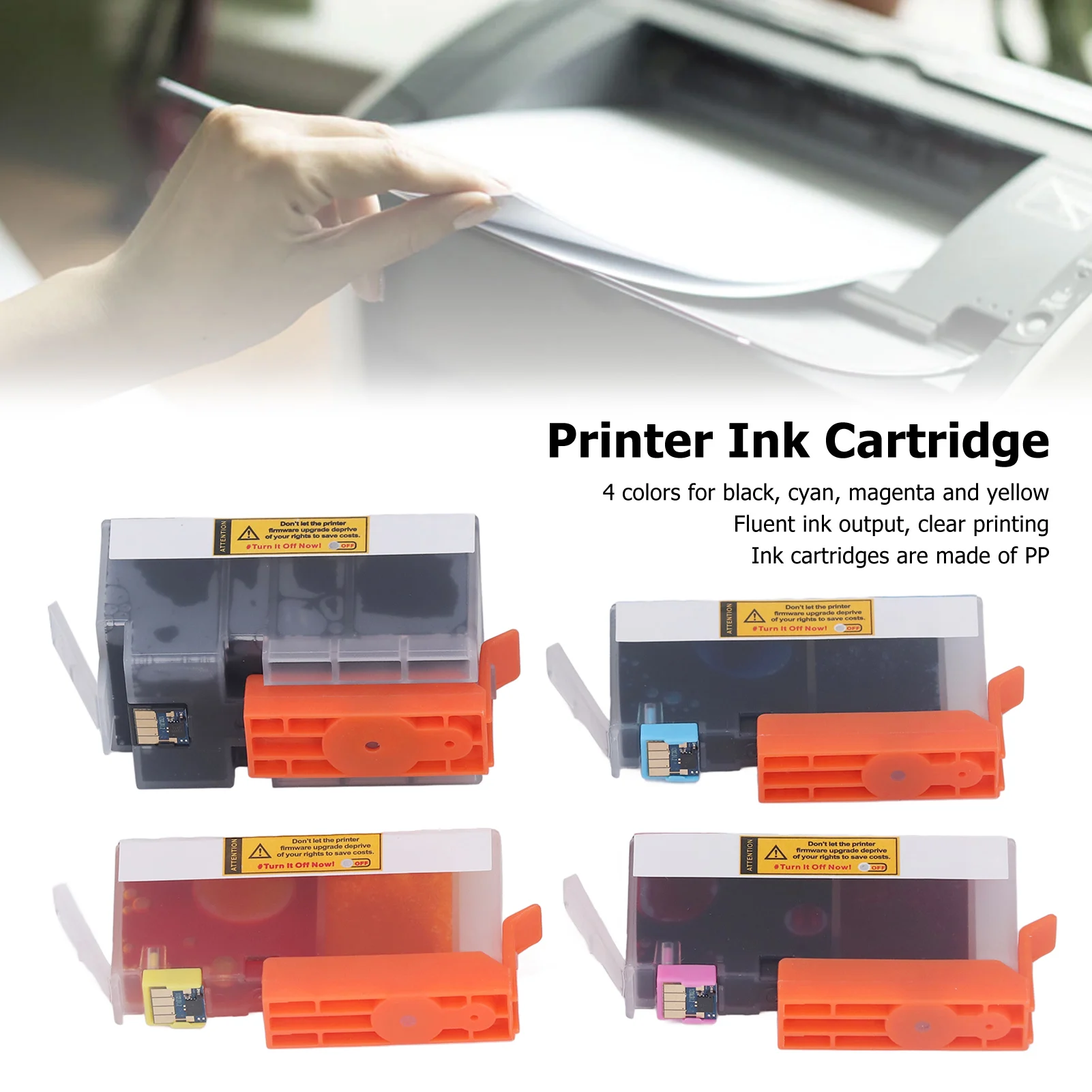 【New】4PCS Replacement Printer Ink Cartridge Printer Clear Printing BK C M Y Ink Cartridge Replacement for OfficeJet 8010