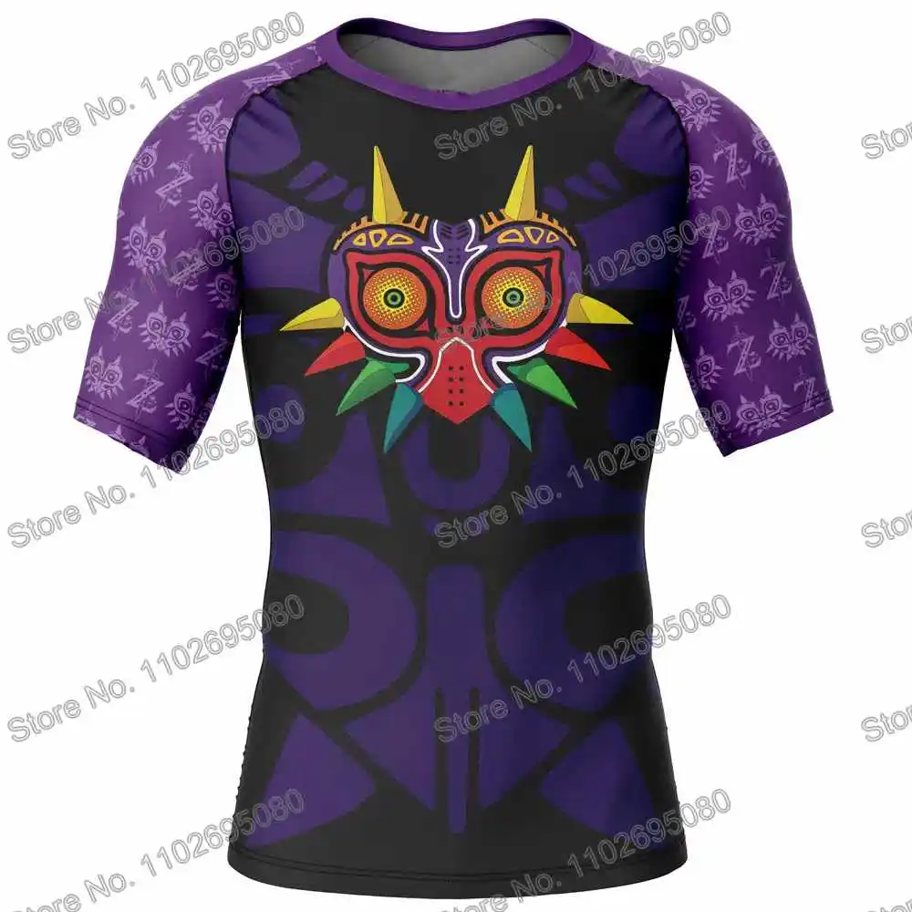 Majora Mask Surf Clothing BJJ MMA Men Rash Guard Short Sleeve Diving T-Shirt Tight Swimwear Summer Beach Floatsuit Women GYM