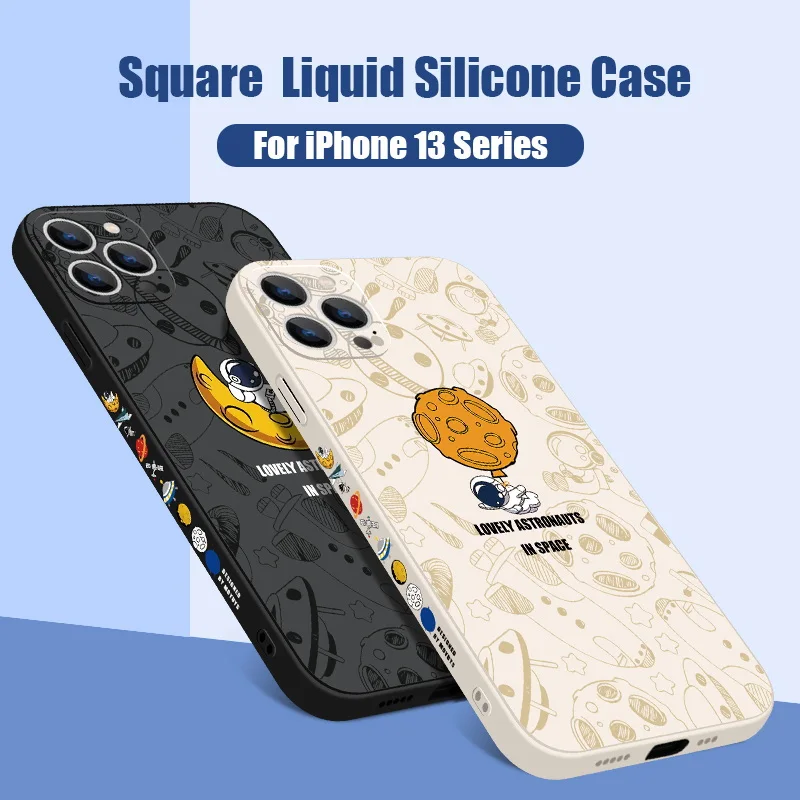 Charming Astronaut & Planet Soft Phone Case with Moon and Stars Design