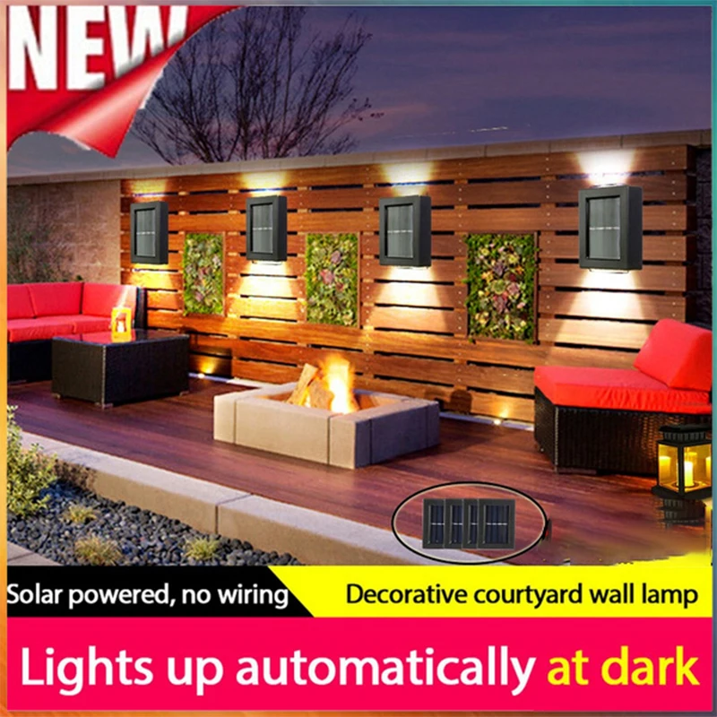 

Точечные светильники на солнечной батарее, уличная настенная лампа, фонарь с питанием от солнечного света, водонепроницаемая садовая декоративная лампа на солнечной батарее