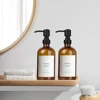 Amber Glass Soap Dispenser with Black Pump, Liquid Hand Soap Dispenser for Bathroom, Kitchen Dish Soap Dispenser, 2pc 16Oz 500ml 6