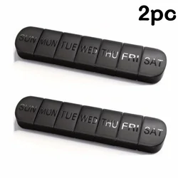 Portable Weekly Pill Organizer with 7 - Day Compartments for Medicine and Supplements (Black 2pc)