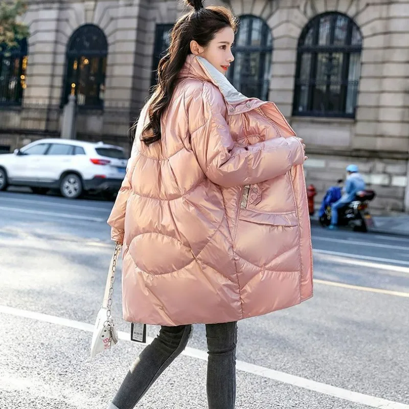 2023 New Women Down Jacket Winter Coat Female Mid Length Version Parkas Slim Fit Thick Outwear Leisure Time Versatile Overcoat