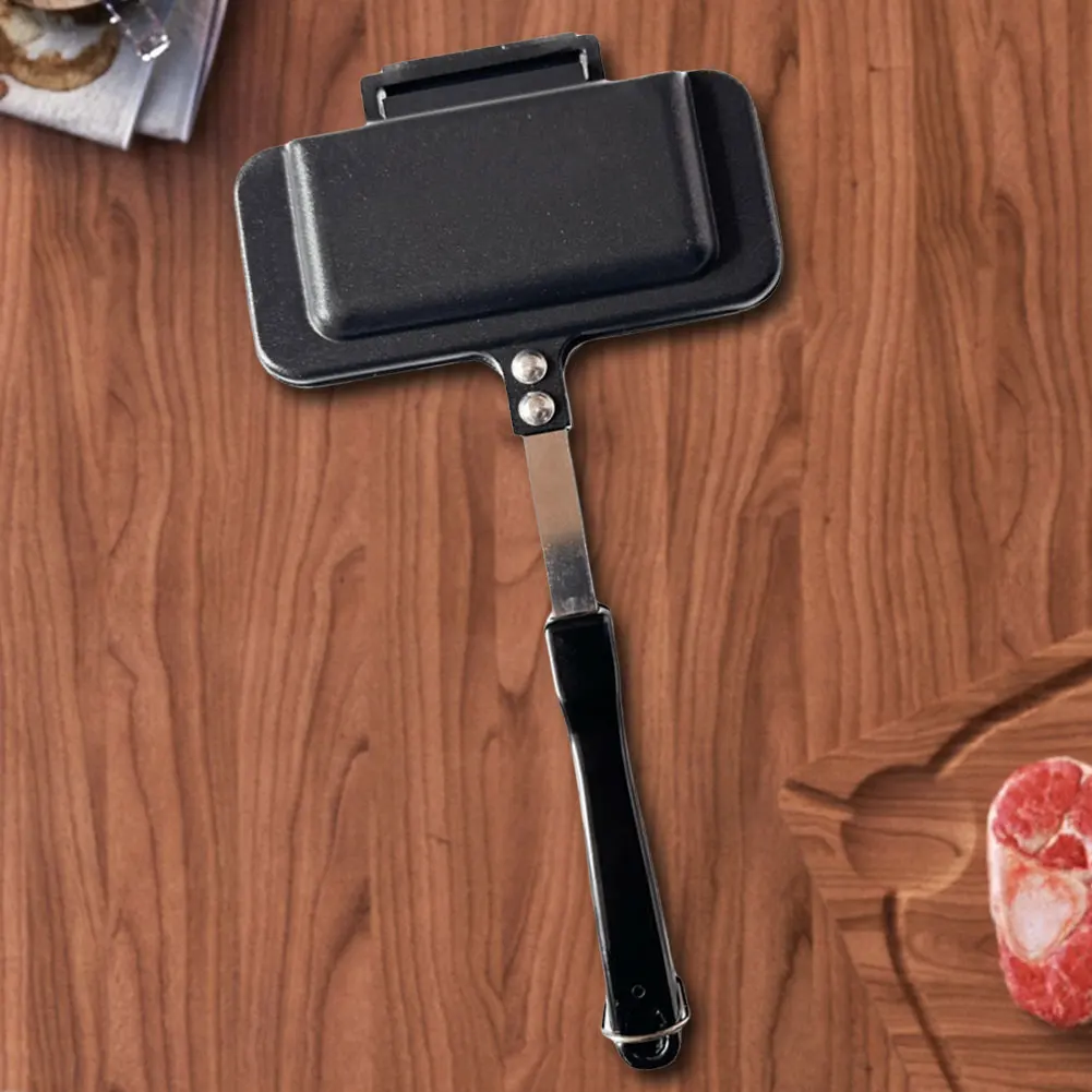 Hot Dog Toaster Sandwich Machine Non Stick Aluminum Alloy Sandwich Making Double-Sided Baking Tray Double-Sided Sandwich Fry Pan 4