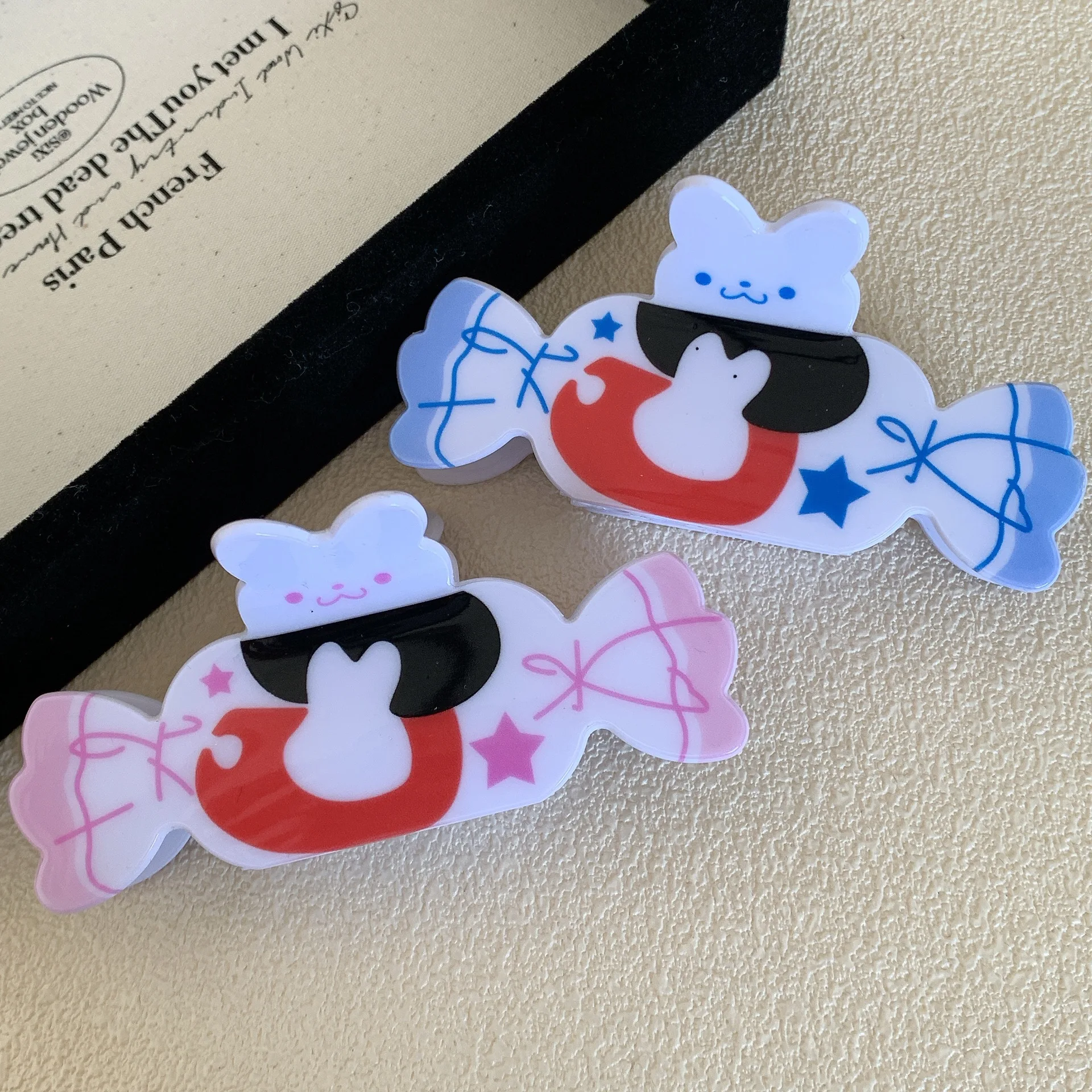 Children's Cartoon Acetate Material Design White Rabbit Toffee Clip Shark Clip Cute Hair Accessories For Girls Children