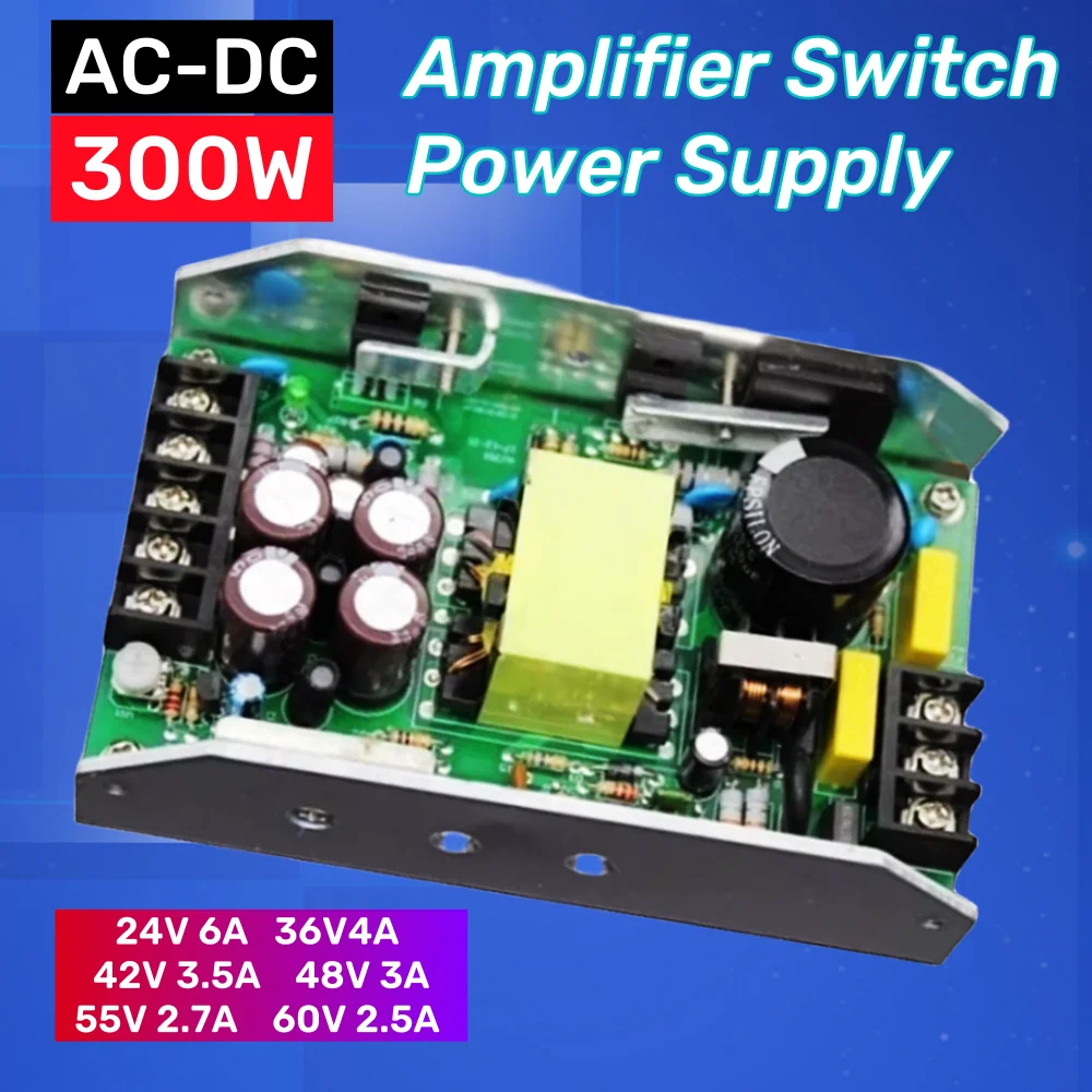 Amplificador Digital Power Switch Board Fonte de Alimentação 3-way Saída ± 24v 36v 42v 48v 55v 60v 15v Mais 12v 1a Psu 300w
