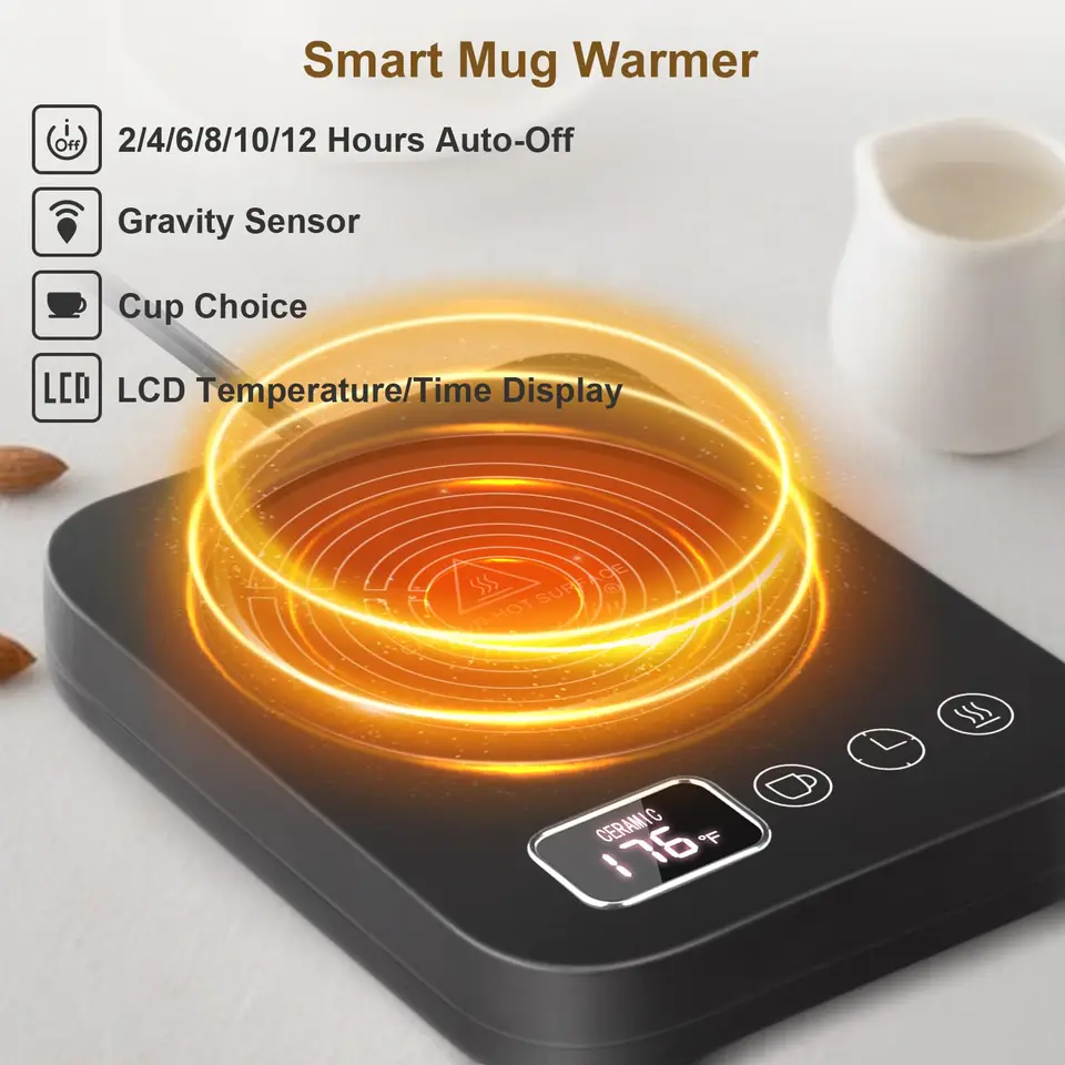 Scaldabicchiere Con 3 Temperature E Timer - Mantiene Caffè E Tè Sempre Caldi, Per Ufficio E Casa, Spegnimento Automatico