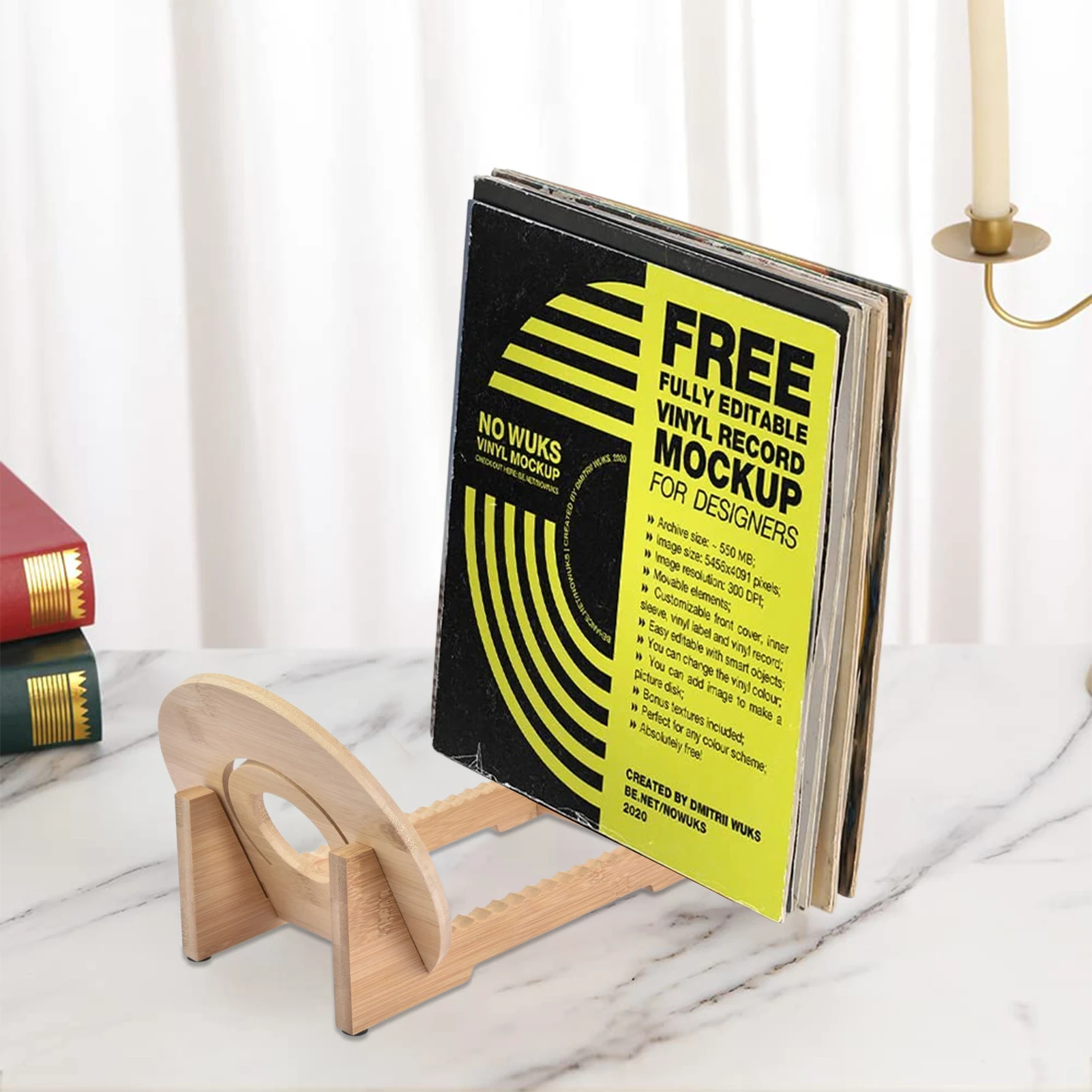 ZonsWorld Espositore per dischi in vinile in bambu ecologico