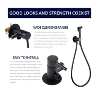 ก๊อกน้ำโถสุขภัณฑ์สีดำด้านหัวก๊อกห้องน้ำมือถือ1.2เมตรหัวก๊อกร้อนและน้ำเย็นหัวก๊อกยางทำความสะอาดตัวเอง 3