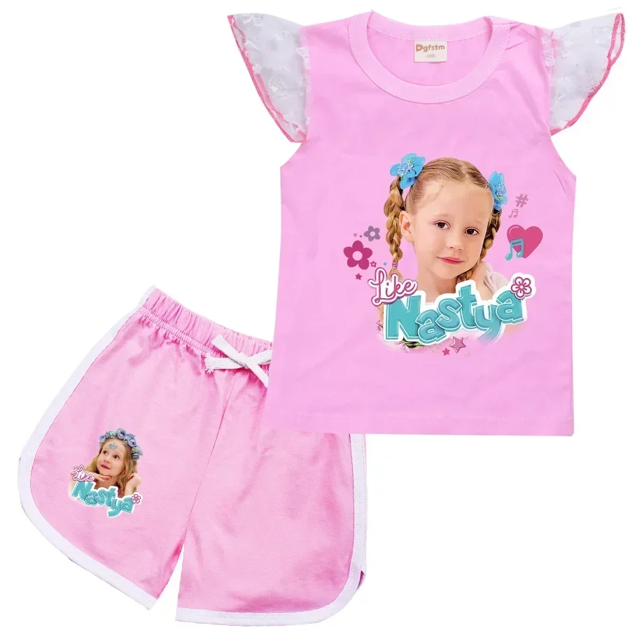

Russian Like Nastya Show Clothes Kids Summer Outfits Baby Girls Sleeveless Cotton T-shirt Shorts 2pcs Sets Children Clothing Set