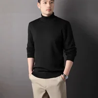 Men's Knitted High Collar Solid Color Long Sleeve Sweater Fashionable Base Layer Top Casual Wear Made in China