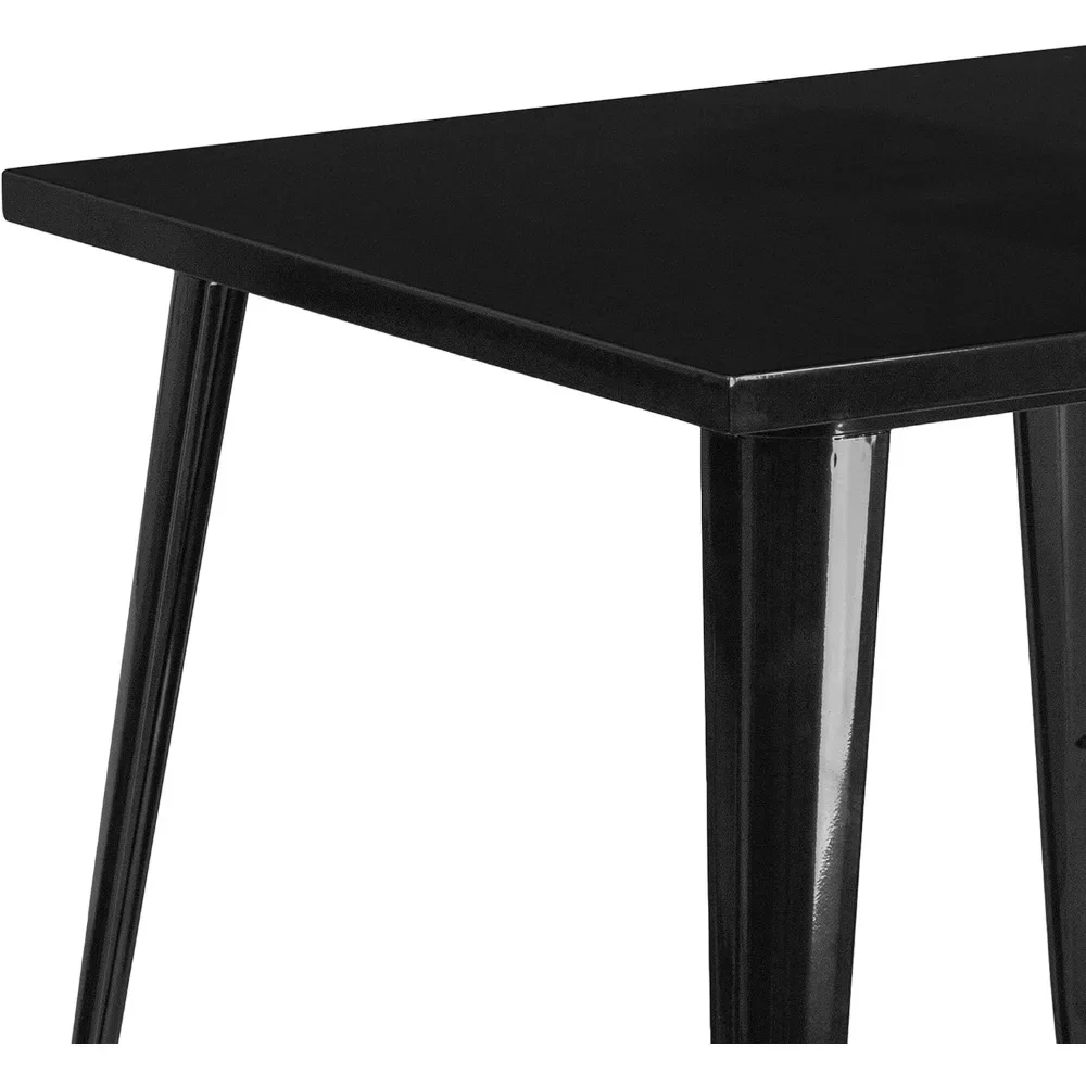 Commercial Grade 31.75" Square Black Metal Indoor-Outdoor Table 5