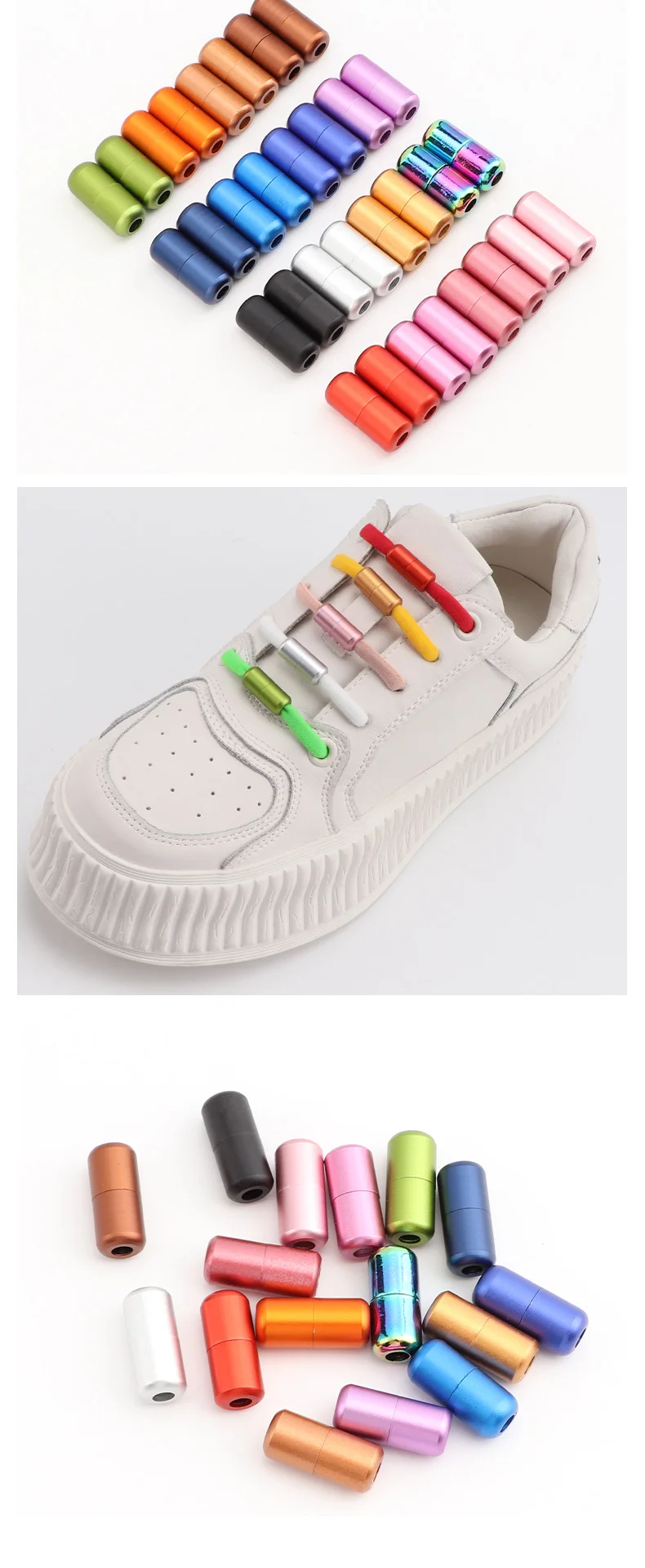 NEUE Bunte Matte Metall Schnürsenkel Sneaker Schlösser Langlebige Kapseln Schnürsenkel Schnalle Schuhe Zubehör Ästhetische Sport Schnürsenkel Schloss – Detail 7