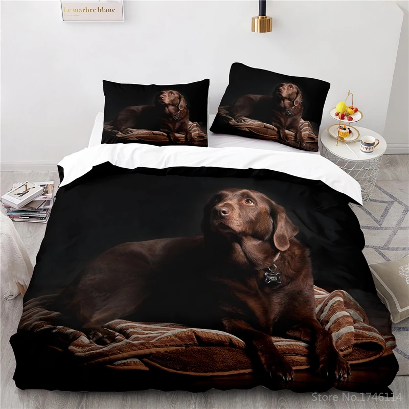 

Black Labrador Pet Dog Duvet Cover Set Twin Full Queen King Size Bedding Set Quilt Cover Pillowcase Home Textile Bedclothes Gift