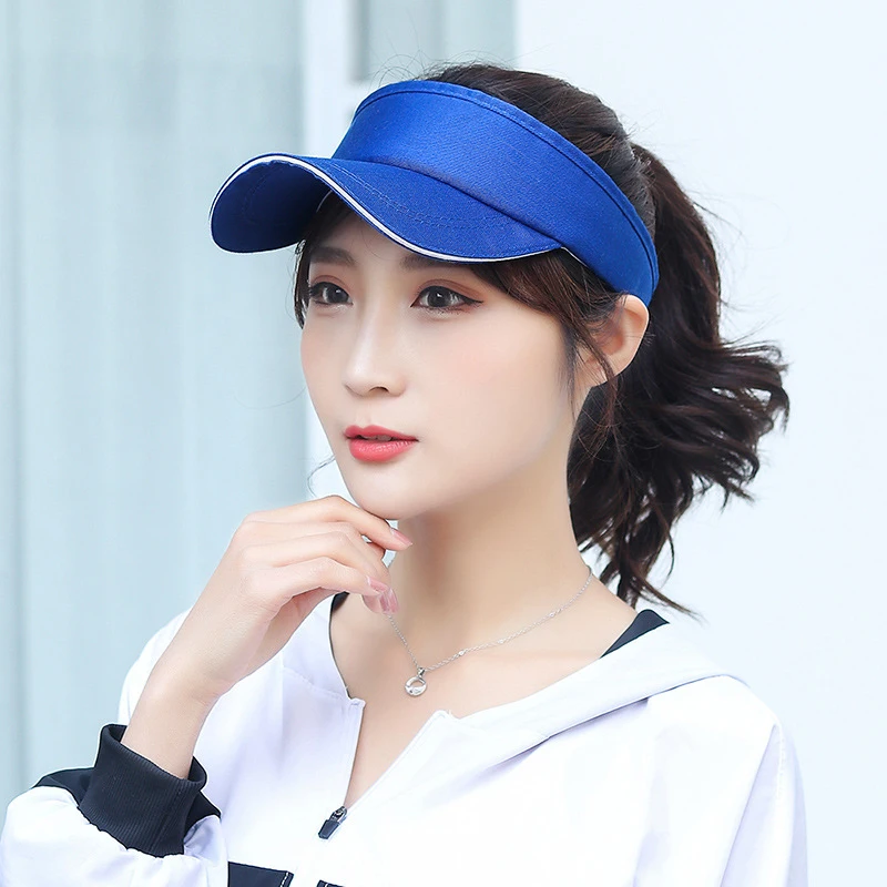 Summer Breathable Sun Hats Men Women Adjustable Visor UV Protection Empty Top Hat Solid Sports Tennis Golf Running_voghion.com