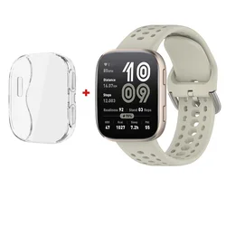 TPU Protective Case with Strap and Full - Coverage Screen Protector - Amazfit bip 6 (C - S T - light gray)