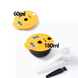 Reusable Coffee Capsule Pods with Silicone Lid - Refillable Espresso Coffee Filters (180ML 60ML Lid)