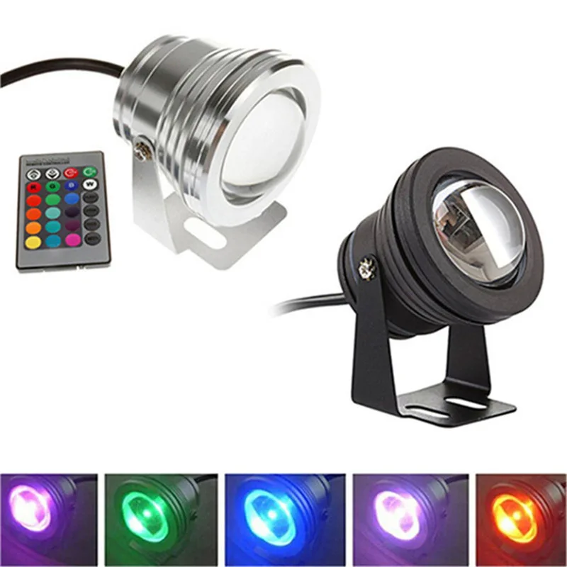 

12-24V LED RGB Underwater Light Fountain light Waterproof IP67 10W AC/DC12V pond pool Lamp16 color + 24key IR Remote controller