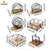 Leeseph Modern Napkin Holder with Wooden Base, Elegant Design for Dining Table, Sturdy and Decorative Holder for Paper Napkins 2
