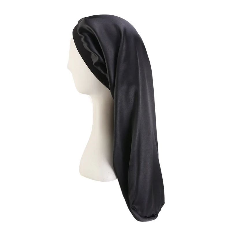 

Long Satin Bonnet Sleep Hair Cap with Band Long Hair Care Bonnet Night Sleep Cap For Women Chemo Cap Hair Styling Accessories