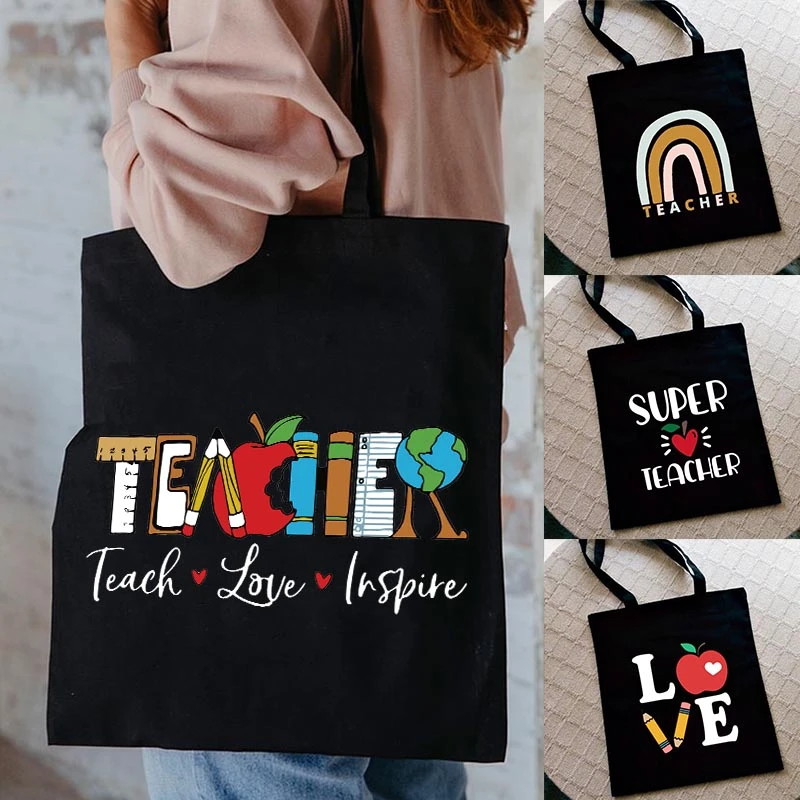 women's bags big Teacher Love Inspire Women Shopper Shopping Bag Canvas Shoulder Bag Female Handbags Reusable Foldable Storage Tote Bag Best Gift best wristlet wallet