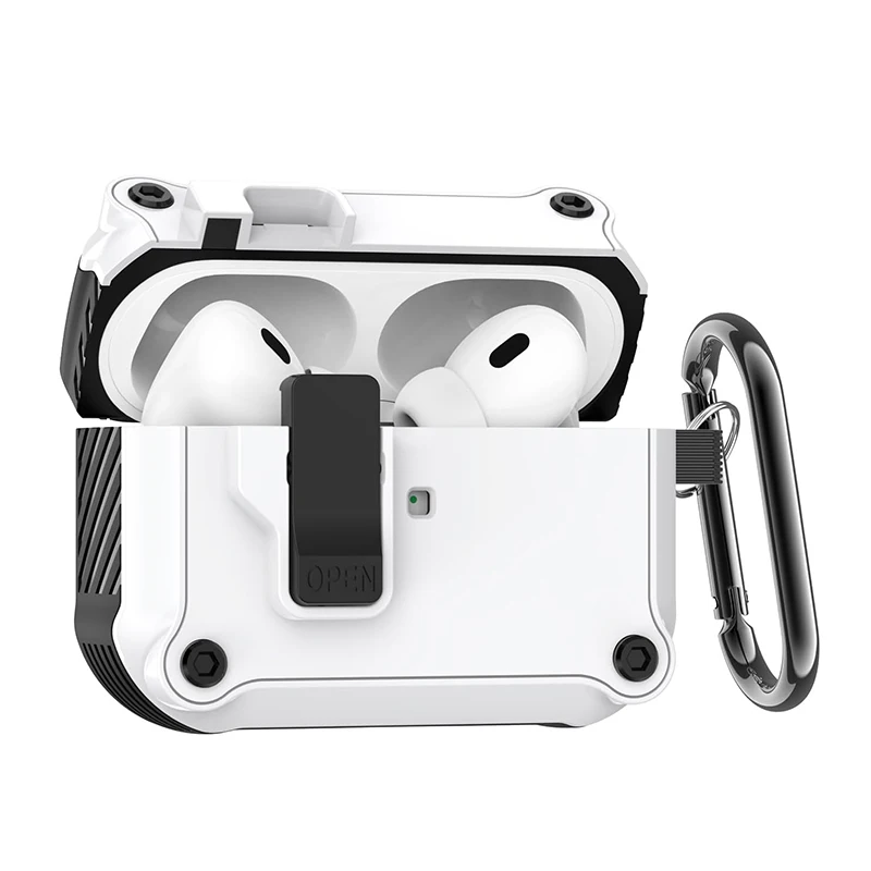 Custodia Di Ricarica Wireless Con Cover Pop-Up Automatica Per Apple Airpods Pro 2Nd Air Pods 3 Cuffie Con Moschettone Auricolare Robusto