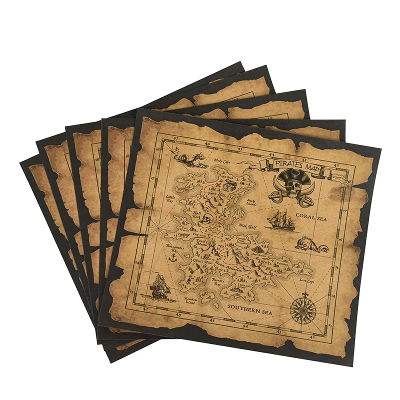 Piraten Abenteuer Schatzsuche Karte Klassische Retro Kraftpapier Karten Party Cosplay Requisiten Halloween Piraten Thema Party Dekor – Detail 2