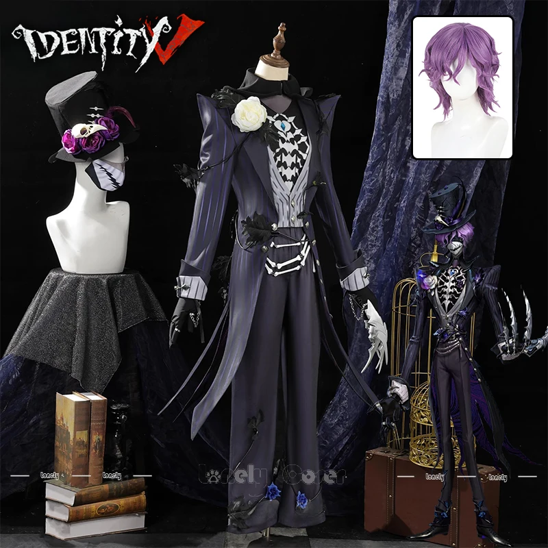 Identity V The Ripper Jack Black Bones Cosplay Costume Wig Coat Hat ...