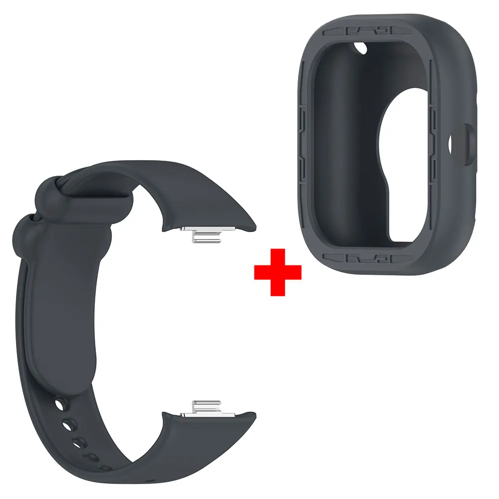 Silicone Watch Strap with Shockproof Protective Case and Screen Protector Cover