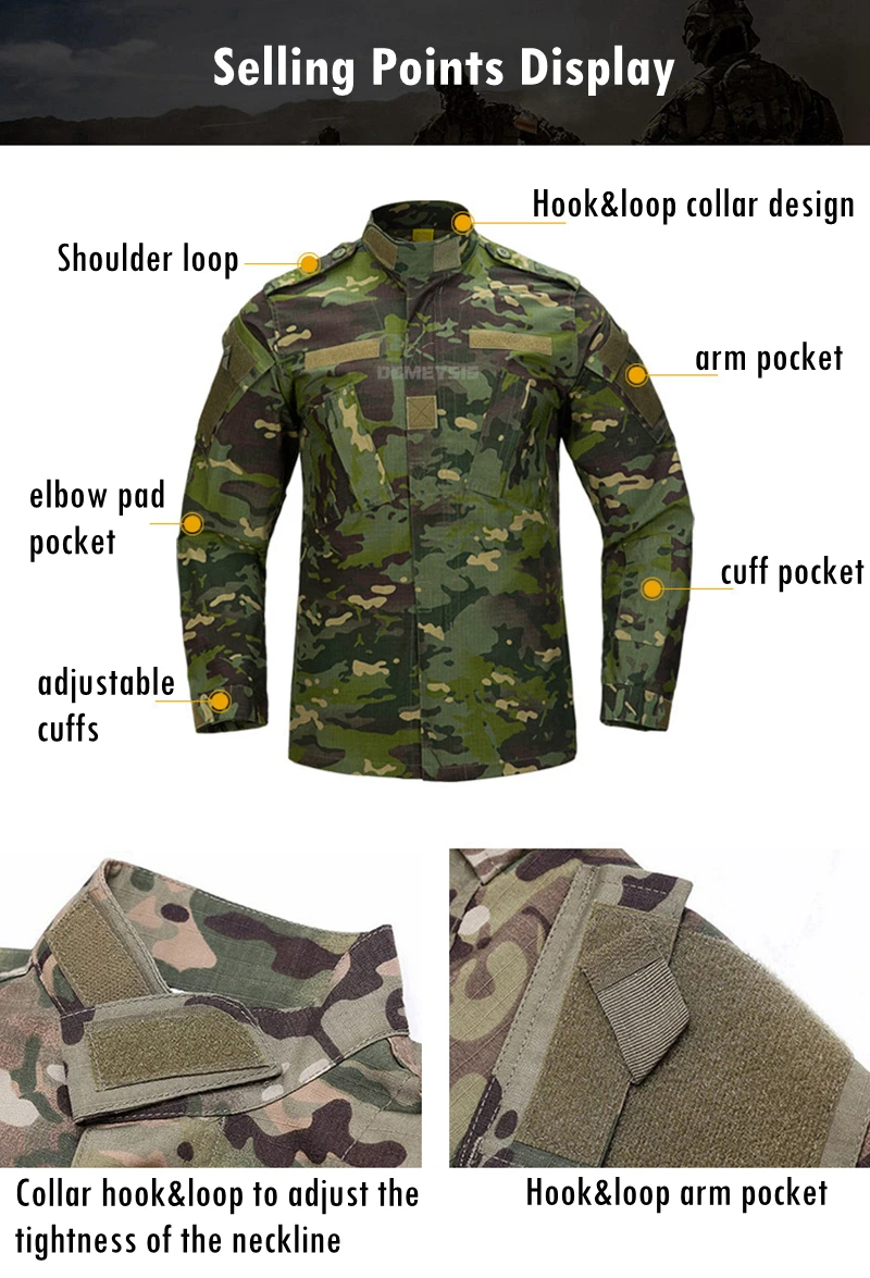 Tactical Camouflage Combat Uniform Set for Men - Shirt & Pants Suit for Airsoft and Hunting