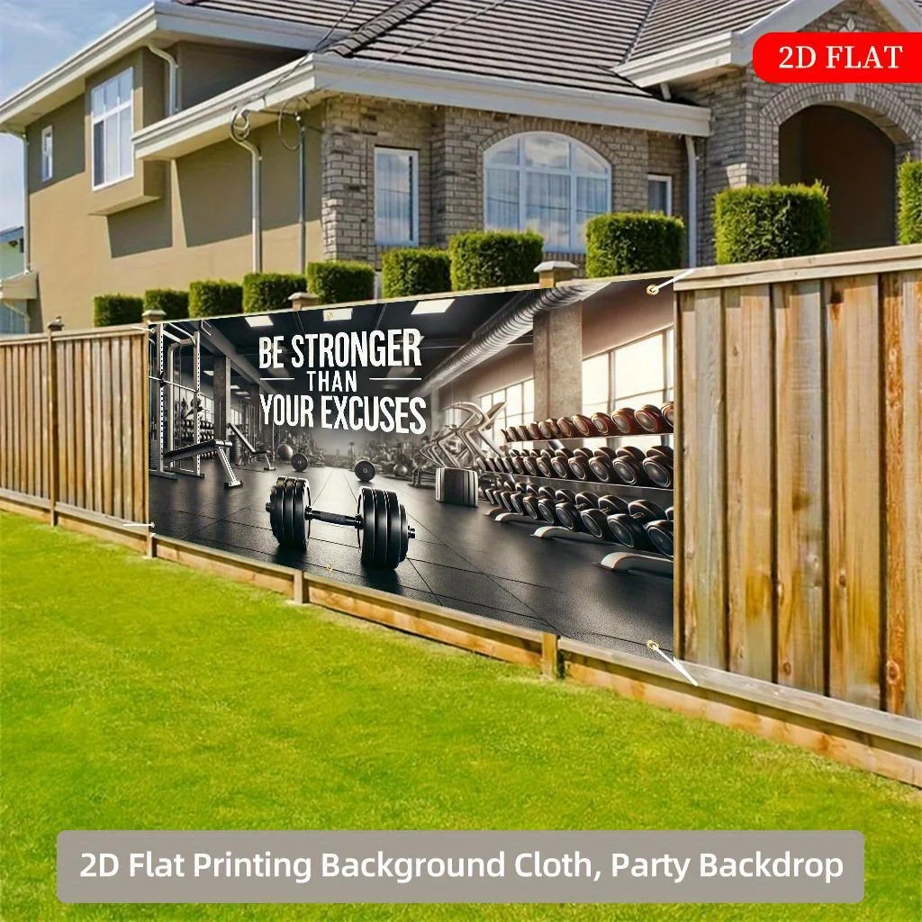 Ein flaches 2D-Hintergrundtuch aus Polyester für eine Fitnessstudio-Szene, geeignet für Party-, Festival- und Gartendekoration sowie Garagenpräsentation – Detail 3