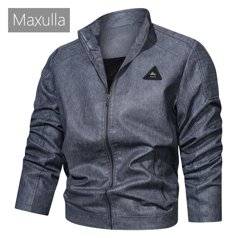 

Maxulla Winter Men's PU Jacket Fashion Windbreaker Motorcycle Leather Jackets Casual Slim Fit Retro Biker Coats Men Clothing