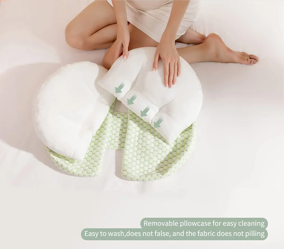 Soft Pregnancy Pillow U-shaped Pregnant Body Pillow for Side Sleep Maternity Lumbar Support Detachable Adjustable Washable